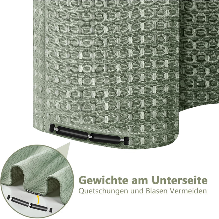 Шторка для душу Waffel з магнітною фіксацією, текстиль, поліестер, 183x183 см (зелена)