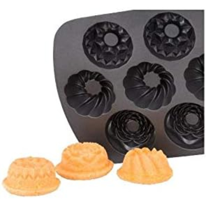 Форма для кексів Kaiser Inspiration, 9 кексів, 3 дизайни гугельхупф, антипригарне покриття, 38 x 27 см