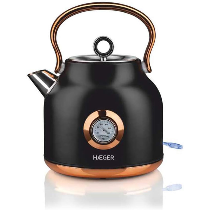 Електричний чайник Haeger EK-22B.024A Art Deco Black 1.7 л, 2200 Вт, бездротовий, поворотний на 360°