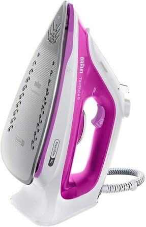 Праска від Braun TexStyle 5 SI5225 PU з підошвою FreeGlide 3D, вертикальним відпарюванням та антикапелевою системою, 200 г/хв, 2500 Вт, білий/фіолетовий