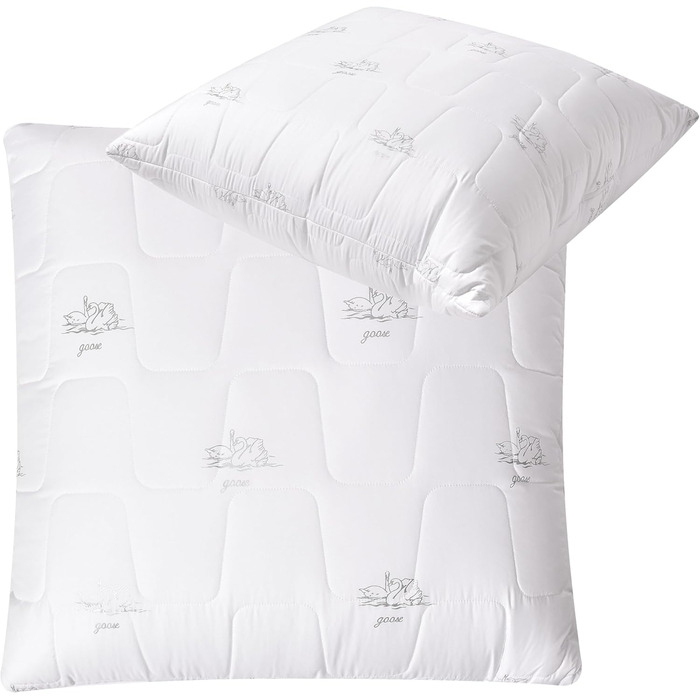 Подушка sei Design 80x80 см, 2 шт., мікрофібра, дихаюча, м'яка, регульована жорсткість, стьобана, прана, для сну