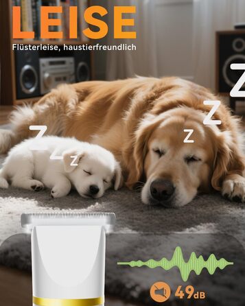 Машинка для стрижки собак і котів Leise, акумуляторна, 7000 об/хв, 4 насадки для догляду за лапами, очима, вухами, обличчям та тілом