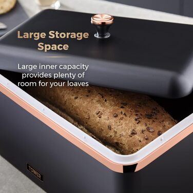 Cavaletto Brotkasten-Aufbewahrung T826130BLK: металевий хлібний контейнер, чорно-червоного кольору, 23 x 35 x 24 см