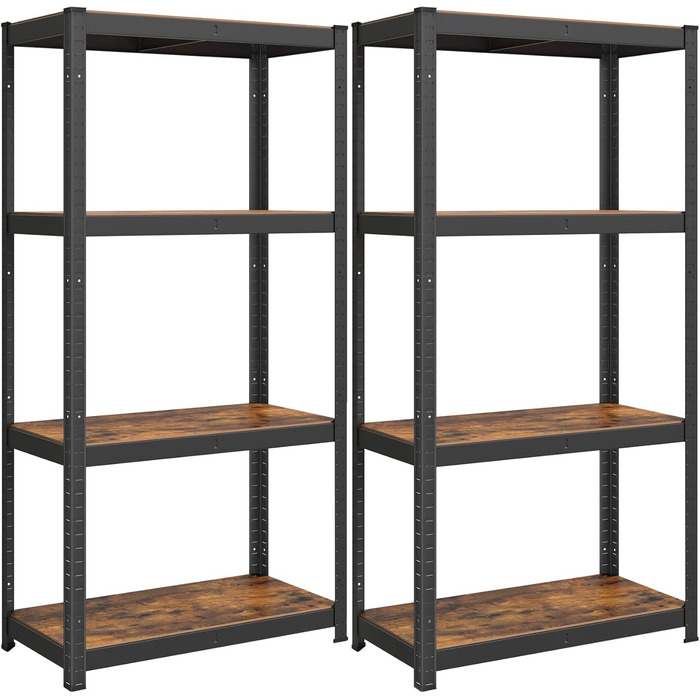 SONGMICS 2-Tier Industrial Shelving Unit - Vintage Brown & Black