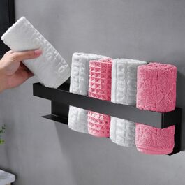 Тримач для рушників ZUNTO без свердління, для гостей, стійкий, нержавіюча сталь, 40 см, чорний