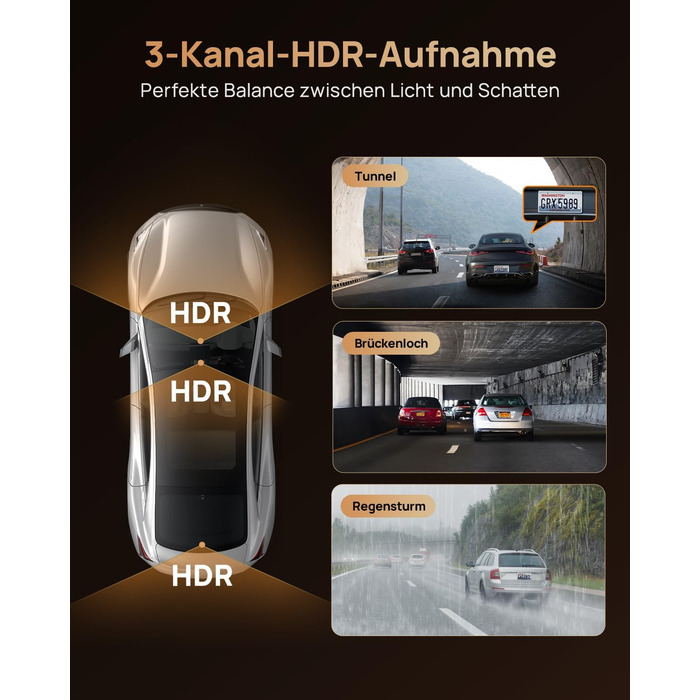 3-канальний автомобільний відеореєстратор 70mai T800E 4K (Передня, Задня, Салонна камери), HDR, ІЧ нічний режим, 24ГД нагляд, GPS, WiFi 6, Суперконденсатор, 64GB SD карта