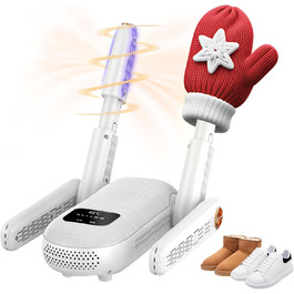 Електричний сушильник для взуття з подвійним кріпленням, для взуття, чобіт, ніг та рукавичок, з таймером, гаряче повітря, UV-світло, активоване вугілля, потрійна антибактеріальна обробка