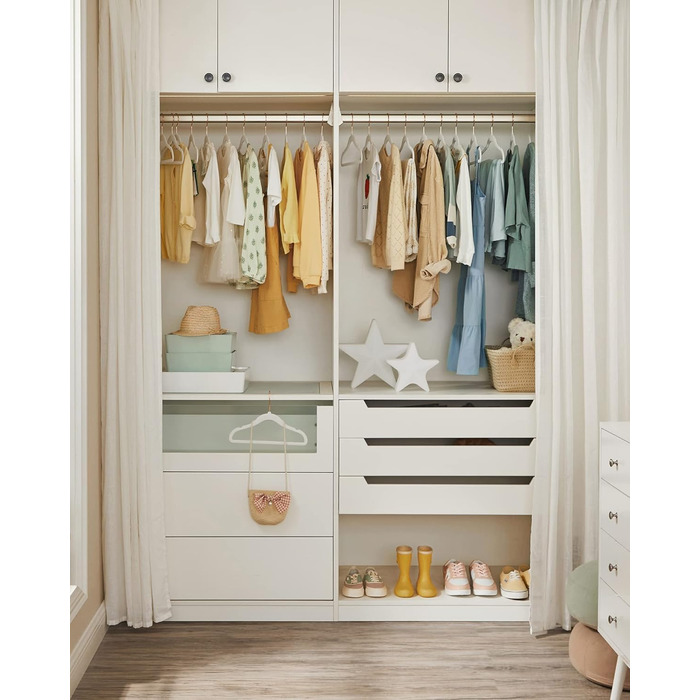 SONGMICS Набір вішалок для дитячого одягу, 50 шт., для дітей, неслизькі, обертаються на 360°, рожеве золото, для шафи, білий, CRF027W01