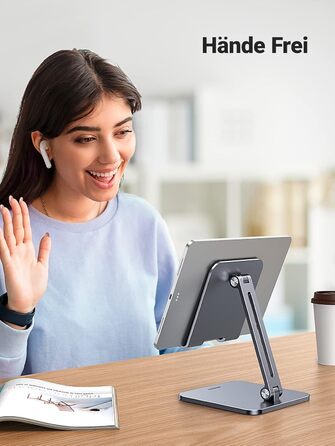 Алюмінієва підставка для планшета UGREEN, регульований тримач для iPad Pro Air Mini, Samsung Galaxy Tab, Redmi Pad, Huawei MatePad та iPhone 16/15 Pro, до 12.9 дюймів (Anthrazit)
