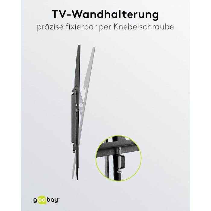 Настінний кронштейн для телевізора goobay Basic TILT XL (43–100 дюймів), нахил 10°, ультратонкий 45 мм, VESA 800x400, до 75 кг — 49743