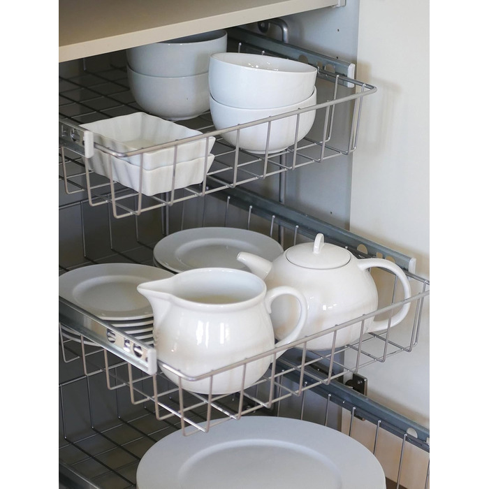 Storage Shop Pull-Out Shelf Basket Combination System for 50cm Wide Cabinet, 3-Tier