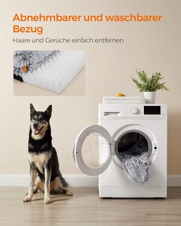 Ліжко для собак Feandrea FluffyHug, м'яка подушка-софа, захист дивану, XL, 110 x 95 x 18 см, сірий Ombré