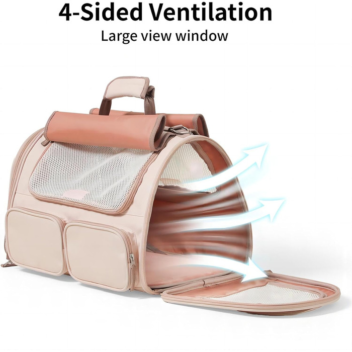 Транспортна переноска для котів та собак FUKUMARU, рожева, велика (до 22 кг)