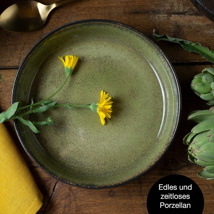 Набір сервірувальних тарілок Moritz & Moritz VIDA - 2 великі тарілки з якісного порцеляну, сучасний дизайн, підходить для мікрохвильової печі та посудомийної машини, ідеально для салатів, м'яса на грилі, закусок та іншого