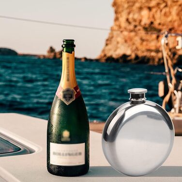 Набір з 2 флаконів для алкоголю з нержавіючої сталі, 177 мл, для віскі, коньяку, кемпінгу, подорожей, барів та вечірок (сріблястий)