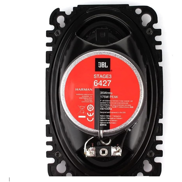 Автомобільні динаміки JBL Stage3 6427 Harman Kardon 175 Вт, 2-смугові овальні 10x15 см, чорні