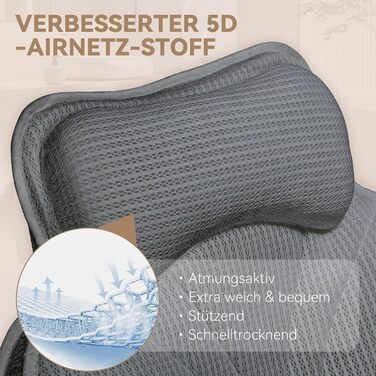 Подушка для ванни з 3D Air Mesh сітки, неслизька, швидковисихаюча, м'яка подушка для ванни (сіра)