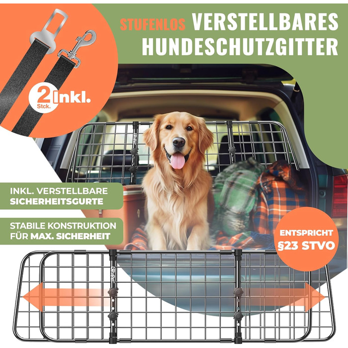 Сітка для собак в авто, бар'єр для собак, захисна сітка для багажника, універсальна, регульована ширина, чорна