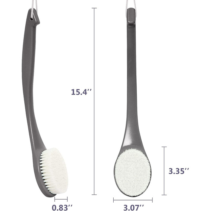 Масажна щітка для спини, щітка для душу, скрубер для тіла з довгим руків'ям для пілінгу та масажу, покращує кровообіг (Чорний PE)