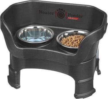 Набір мисок для собак Neater Feeder Deluxe: миски з нержавіючої сталі, без розливання, піднята платформа, для великих собак, США, чорний Midnight (Medium)