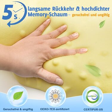 Ортопедична подушка для шиї VJASD з піною з пам'яті - ергономічна подушка для голови проти болю в шиї, регульована по висоті для тих, хто спить на боці з дихаючим чохлом для спокійного сну, білий