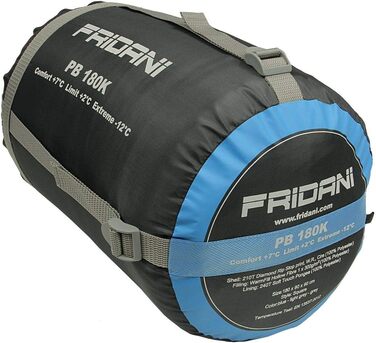 Fridani Kids Sleeping Bag PB 180x90cm XXL Quilt Sleeping Bag -12°C Blue Warm Water-Repellent Washable