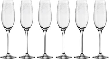 Leonardo Chateau Sparkling Wine Glasses, Set of 6, Dishwasher-Safe Prosecco Glasses, Sparkling Wine Goblet with Drawn Stem, Engraved Sparkling Wine Glass, 200 ml, 035302