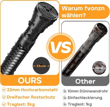 Тelescopic штанга для карнизів без свердління 120-200 см - для штор, душових перегородок, вікон, ванної кімнати (1 шт., чорний)