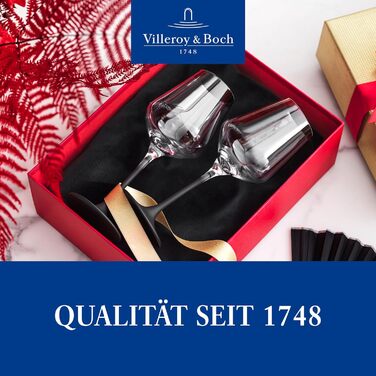 Villeroy & Boch – Manufacture Rock White Wine Glass Set, 4-Piece, White Wine Glasses, Wine Glass Black Stem, Beautiful Transparent Black Wine Glasses, Exceptional Wine Glasses, Crystal Glass