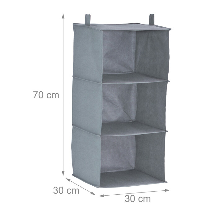 Relaxdays Hanging Shelf Closet Organizer with 3 Compartments