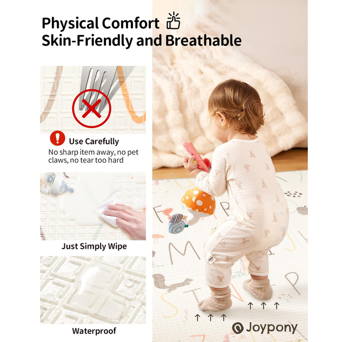 Дитячий килимок для ігор Krabbelmatte, 150x180 см, водонепроникний, антиковзкий, з сумкою для перенесення, алфавіт