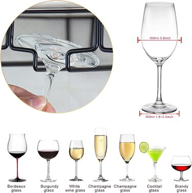 Підвісний органайзер для келихів Uten - металева стійка для 8-12 келихів, чорний, для бару, кухні, кафе