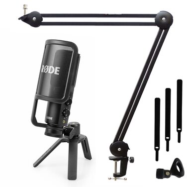Rode NT-USB+ USB конденсаторний мікрофон + keepdrum MS138 гнучкий стійкий тримач (чорний) NT-USB+-MS138BK