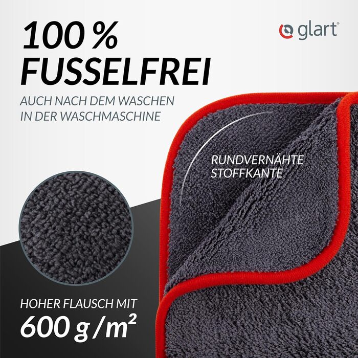 Мікрофібра для автомобіля Glart 443TPO4, 12 шт, 40x40 см, 600 GSM, серветки для полірування та чистки авто, червоні