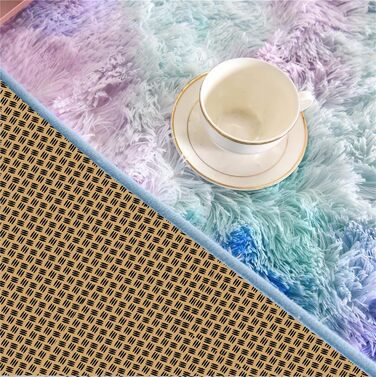 Килим для вітальні, дитячої, спальні. Пранний, з антиковзаючою основою, високий ворс, блакитно-фіолетовий, 80x150 см