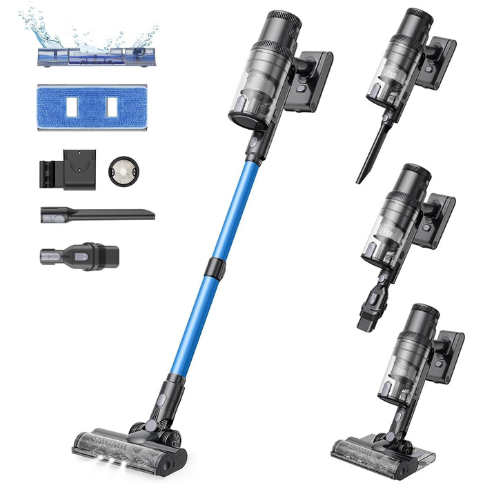 Бездротовий пилосос Proscenic P15: 55KPa, 580W, 70 хв, LED дисплей, антизаплутувальна щітка, фільтр GreenEye, для твердих підлог, килимів, шерсті тварин, авто, блакитний