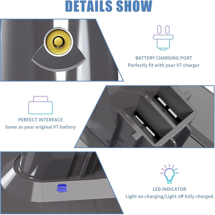 Запасний акумулятор для пилососа Dyson V7 Animal Tigger Motorhead Absolute Pro Fluffy Mattress (E)