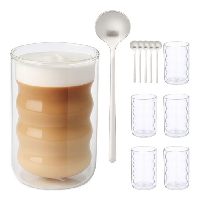 Relaxdays Latte Macchiato Glasses with Spoon