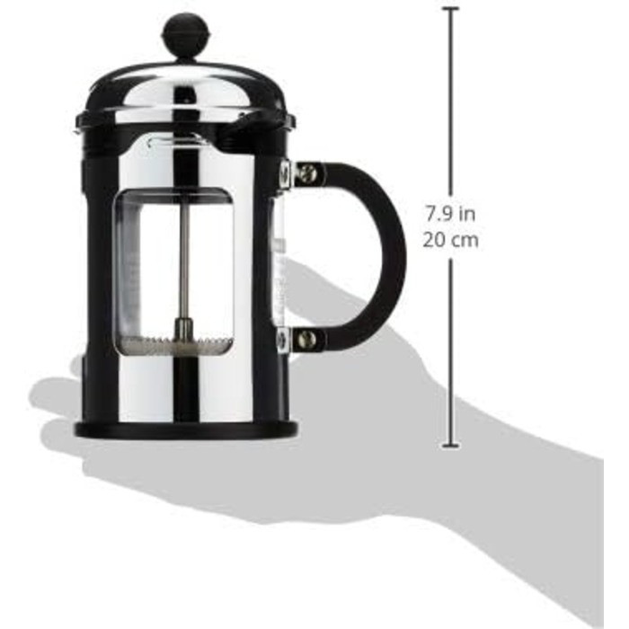 Френч-прес Bodum CHAMBORD, 0.5 л, нержавіюча сталь, захист від проливання, глянцевий