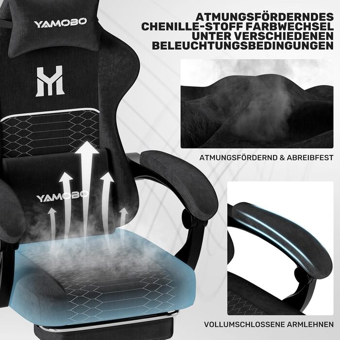 Геймерське крісло Ergonomisch з підлокітниками, підставкою для ніг, подушкою для попереку та голови, регульованою висотою, оббивка PU, сірий (Чорний)