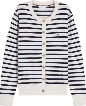 Кардиган жіночий Tommy Hilfiger Jerey Fine з ґудзиками, темно-синій/бежевий (S)