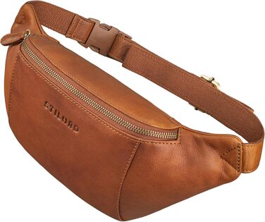 STILORD 'Pino' Елегантна поясна/грудна сумка з натуральної шкіри для жінок та чоловіків. Компактна, вінтажна, в стилі 'Pino', колір: кара-коньяк