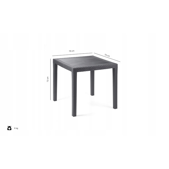 Квадратний стіл з пластику Ipae Progarden, 79 x 79 x 72 см