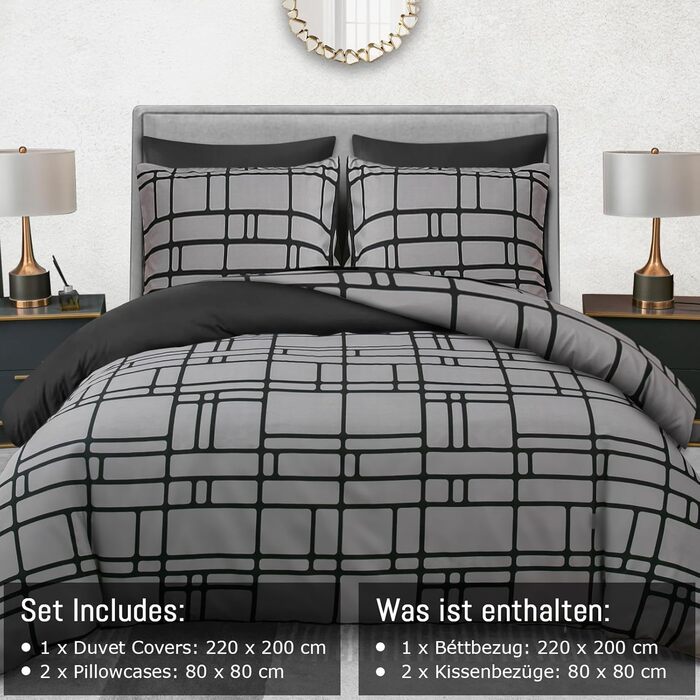 Комплект постільної білизни Pamposh 135x200 (4 шт.) - 2 наволочки 80x80 см, 2 наволочки 135x200 см, мікрофібра, сірий, сертифікат ÖKO-TEX