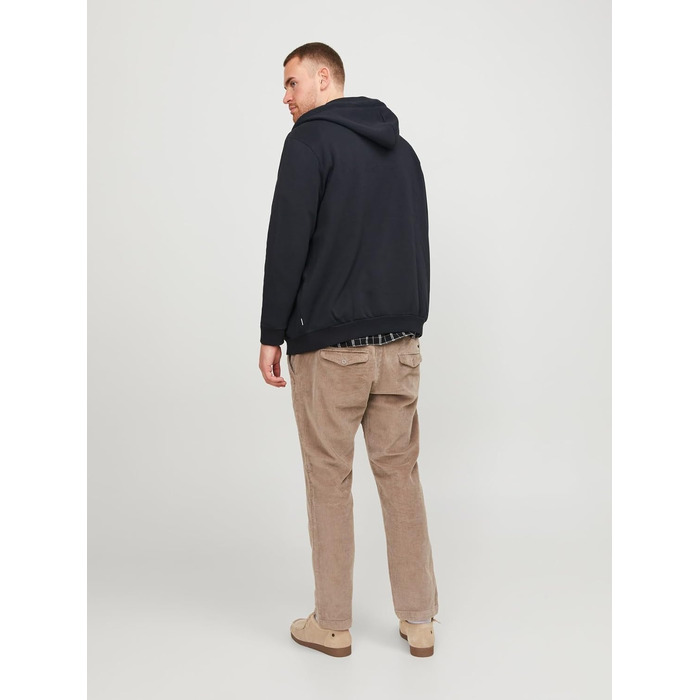 Чоловіча однотонна толстовка з капюшоном на блискавці Jack & Jones Zip Hoodie, чорна, розмір 4XL