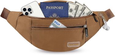 Поясна сумка Maxtop для чоловіків та жінок, чорна, водонепроникна, з 4 кишенями на блискавці, для спорту, подорожей, кемпінгу, велосипеду