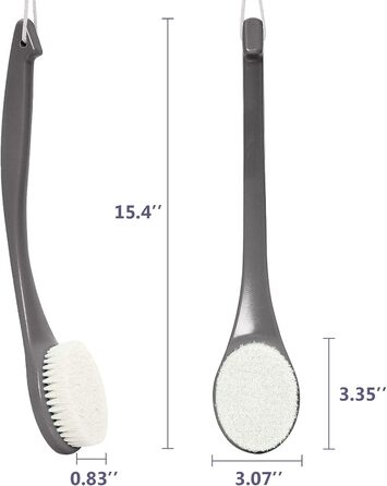Масажна щітка для спини, щітка для душу, скрубер для тіла з довгим руків'ям для пілінгу та масажу, покращує кровообіг (Чорний PE)