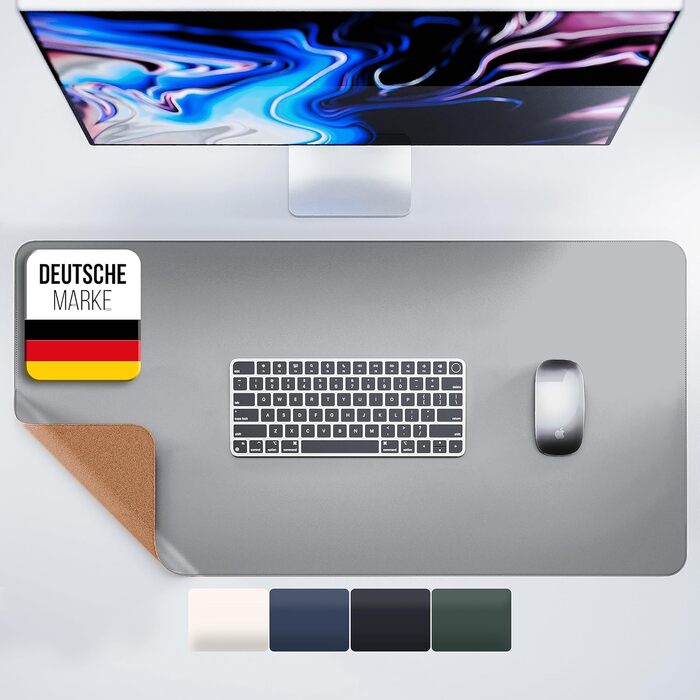 Підкладка для столу MYMIND® 80x40 см - XXL килимок для миші з преміум-шкіри PU - водонепроникна підкладка для дому/офісу - сірий колір