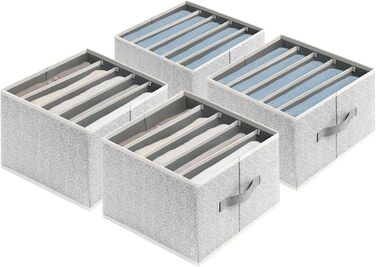 4 Piece Drawer Organizer, Jeans Closet Organizer, Foldable Storage Box with Compartments for Storing Clothes, Jeans, Shirts, Blankets, Underwear