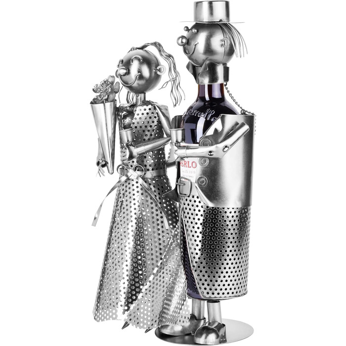 BRUBAKER Wine Holder Wedding Couple Metal Sculpture Gift with Gift Card